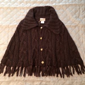 April Cornell Poncho Fringe Sweater O/S